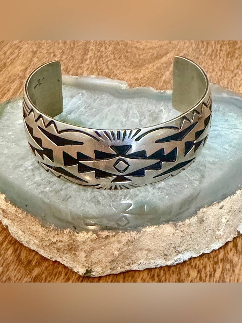 Navajo Native American Southwestern Sterling Silver Cuff Bracelet - Picture 2 of 5